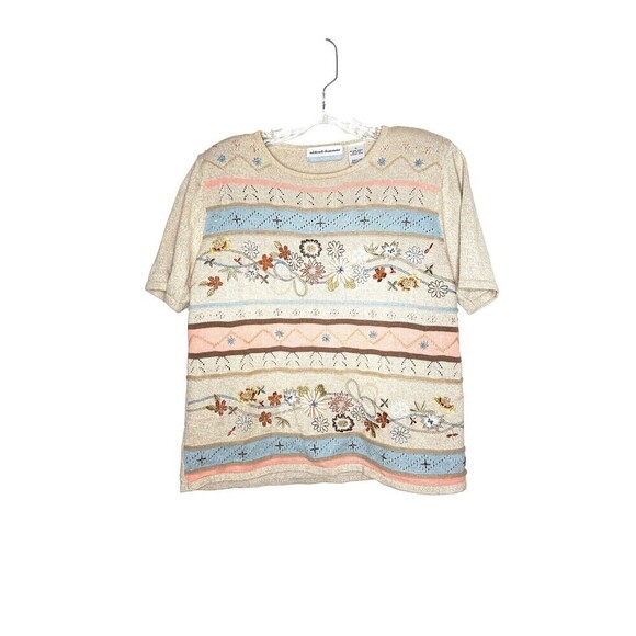 Alfred Dunner Women's Sweater Embroidered Cottage Floral Granny Petite Large‎ - Picture 1 of 12